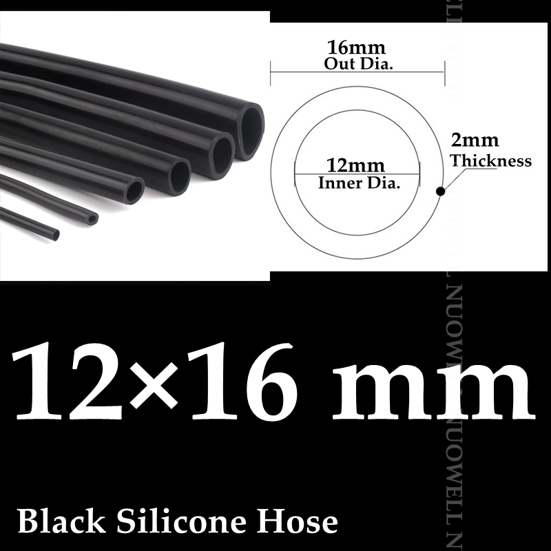 Soft 70A Black High-Temp Silicone Rubber Inner Dia 1" Outer Dia 1-1/8" 5 ft 