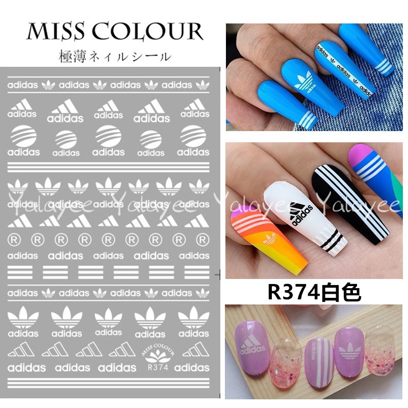Yalayee Nail Sticker の Adidas Four Color Gold Silver Black White Nail Adhesive Sticker Shopee Malaysia