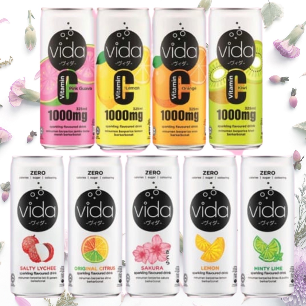 Vida Sparkling Zero Sugar & Vitamin C Vida Minuman Berkarbonat Tanpa