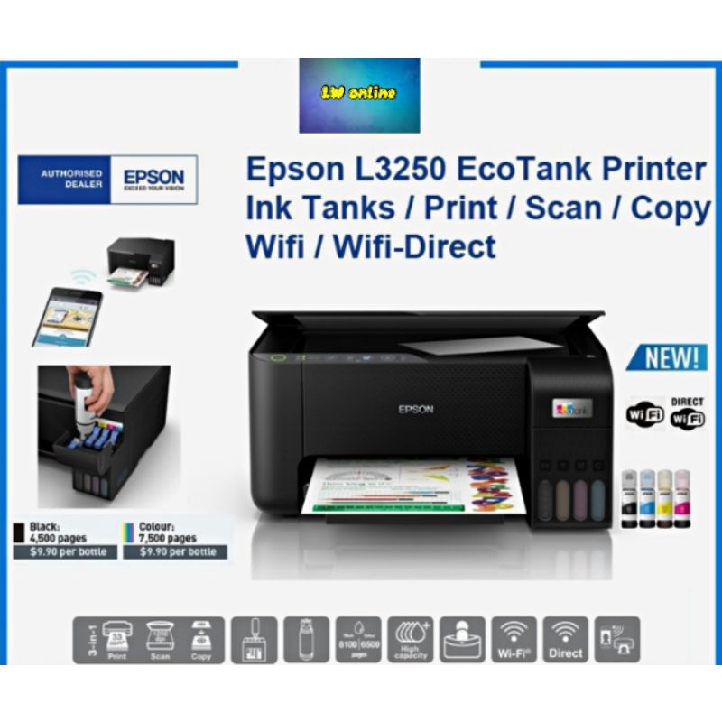 Epson New Model L3250 (Wifi,print,scan,copy)warranty by Epson malaysia