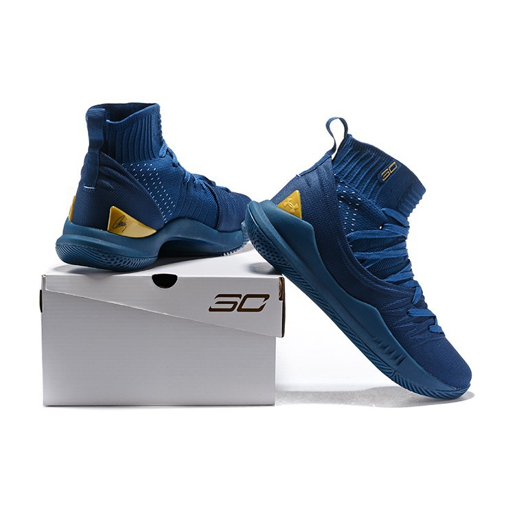 navy blue and gold basketball shoes