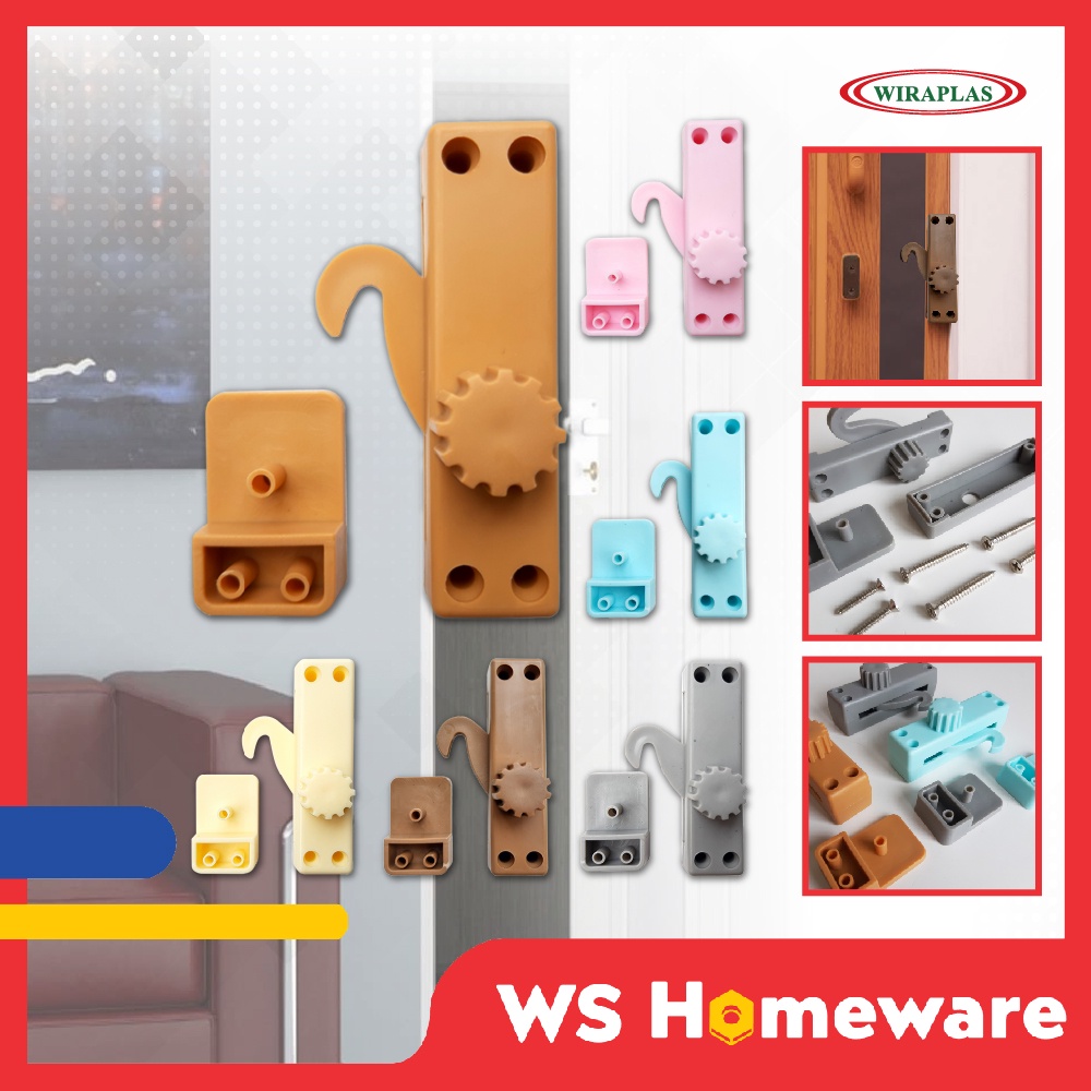 WS WIRAPLAS Plastic Folding Door Lock for PVC Sliding Washroom Toilet