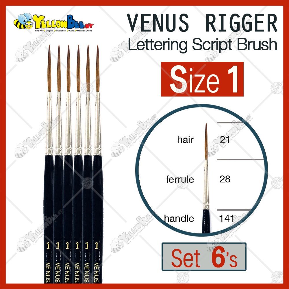 VENUS Sable Rigger Brush 2210 1 [Set 6s] Scroll Script Writer Hand