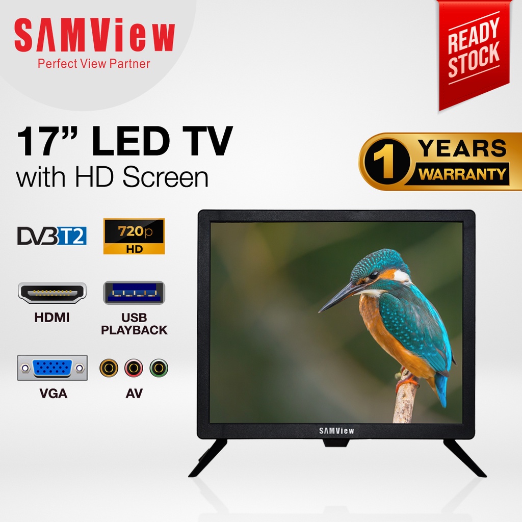 SAMView LED TV With DVBT2 Piano Black (17")