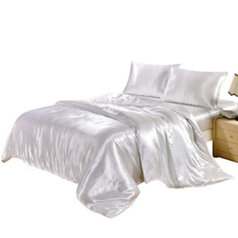 3pcs Solid White Color Silk Textile Bedclothes Usa Duvet Cover