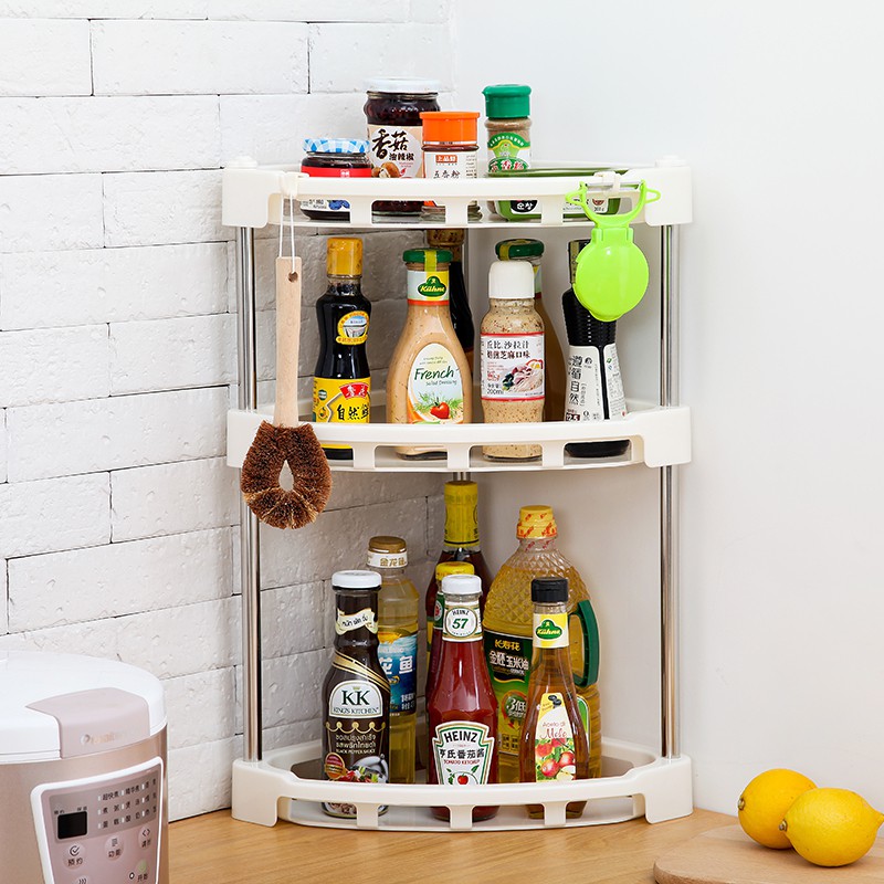 Kitchen countertop corner rack spice rack triangle spice box storage rack Shopee Malaysia