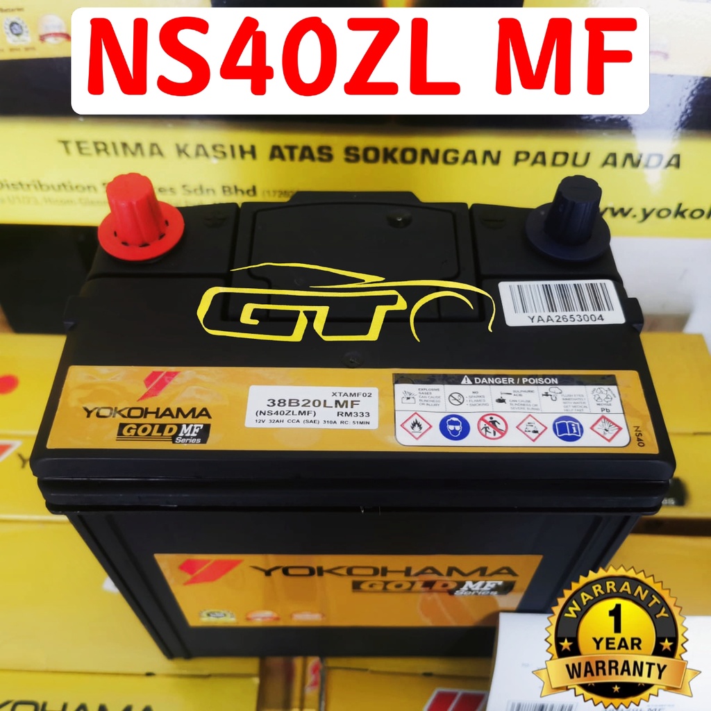 Ns40zl Mf 38d20l Mf Yokohama Gold Mf Car Battery Bateri Kereta Yokohama