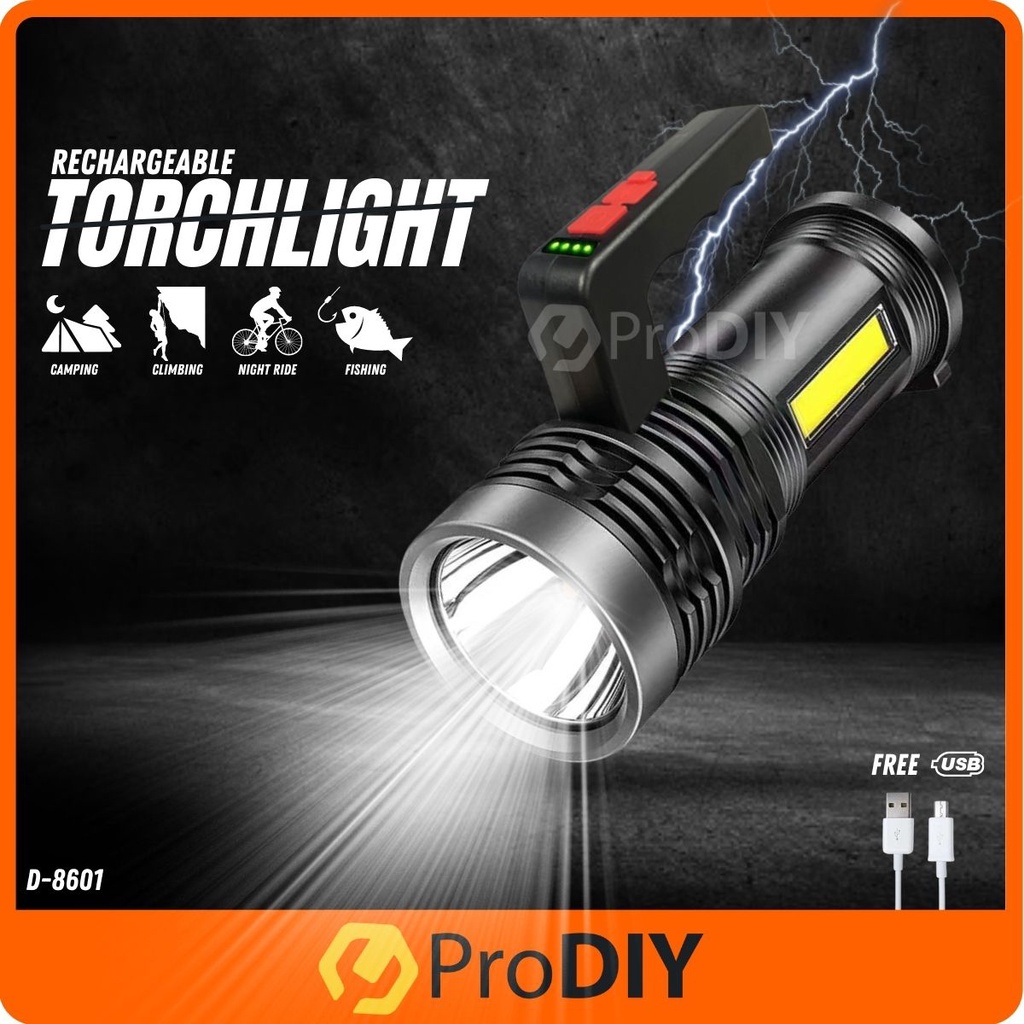 Multifunction Work Light Camping Cycling Fishing Night Torch Lights Rechargeable 2 Mode COB Ultra Bright Lamp ( D-8601 )