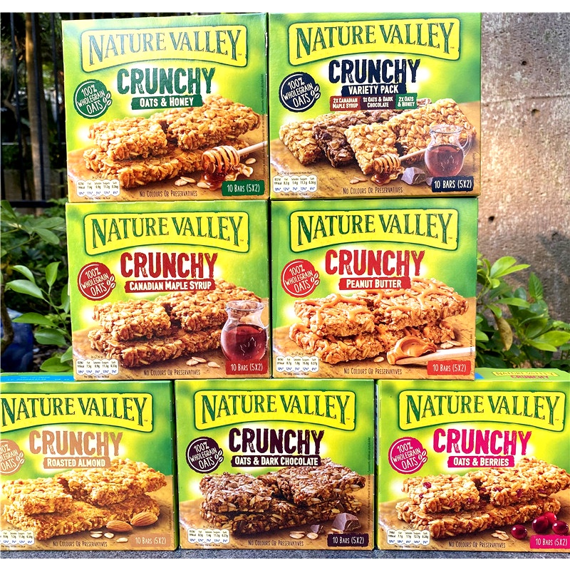 NATURE VALLEY Crunchy Granola Bar Oat Honey•Roasted Almond•Apple Crisp•Peanut Butter/Choco Breakfast Bar (5x Double Bar)