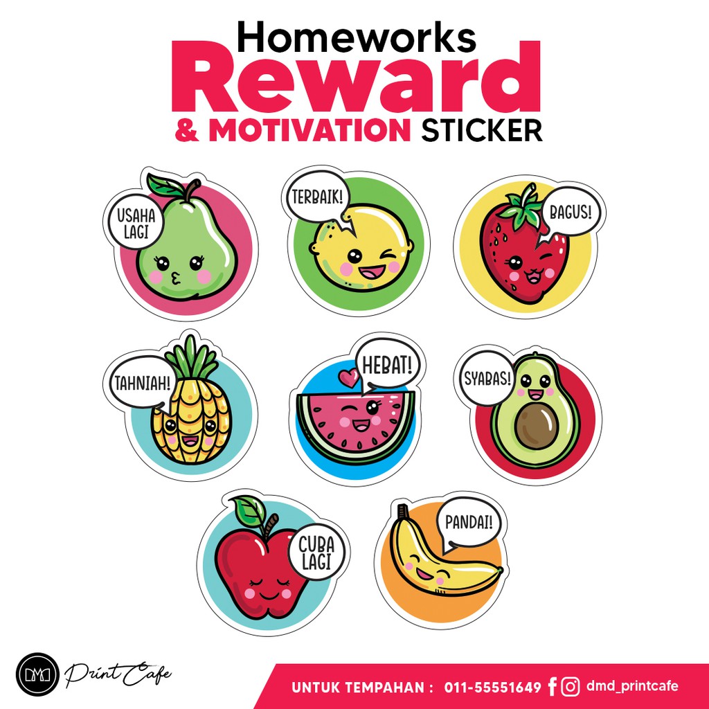 CUTE REWARD u0026 MOTIVATION STICKER LABEL BM u0026 ENG  KERJA SEKOLAH 