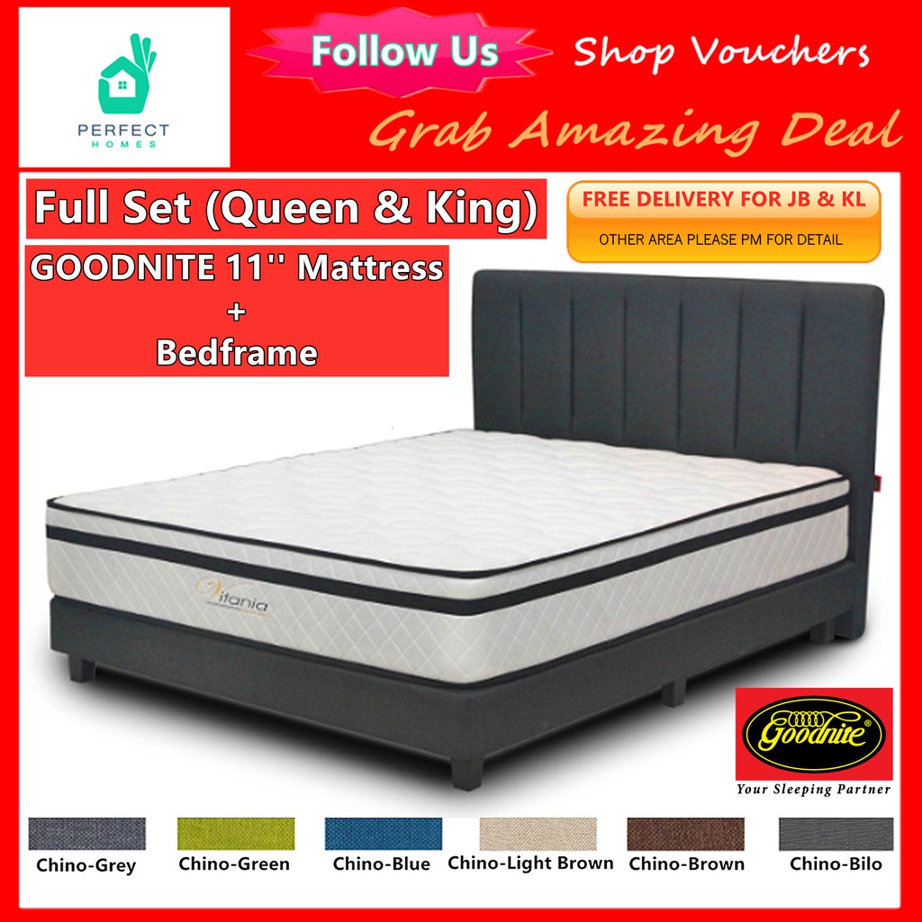 Goodnite Vitania Full Bed Set Mattress, King Bed Frame Free Delivery