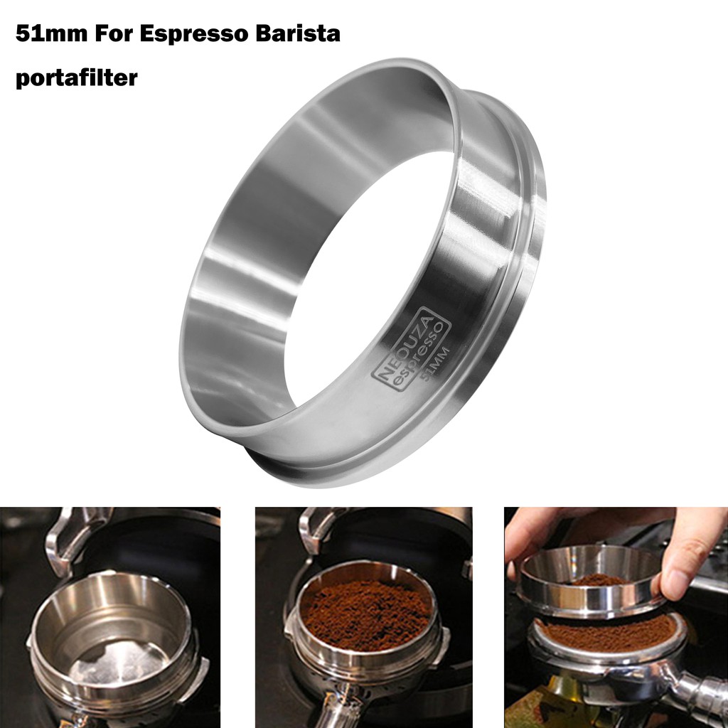 Magnetic Aluminium-Alloy Coffee Dosing Ring Compatible with 51mm Bottomless Portafilter 51mm Espresso Dosing Funnel Grey 