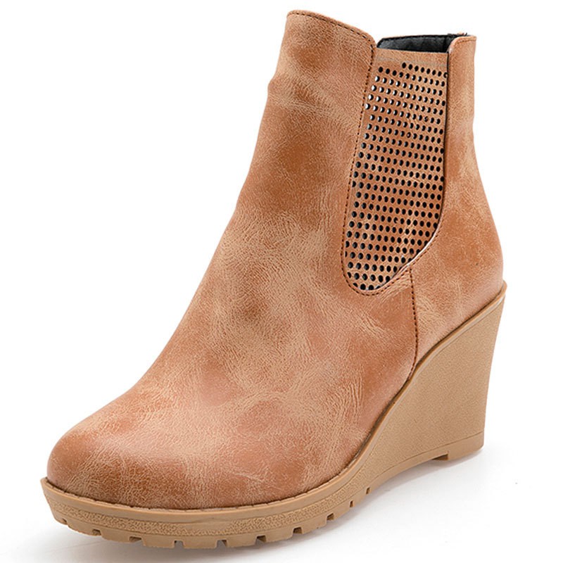 high heel wedge ankle boots