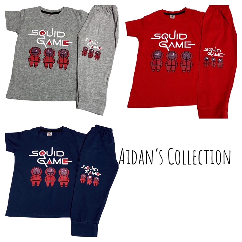 Pyjamas Kids Baju Tidur Budak NR Squid Game 1 8 Tahun Shopee