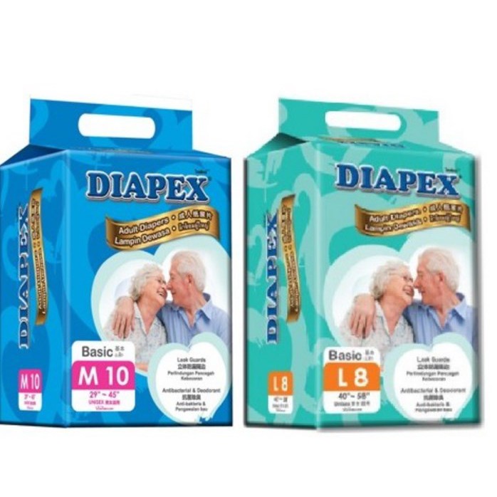 DIAPEX SIZE M10 AND L8 ADULT DAIPERS