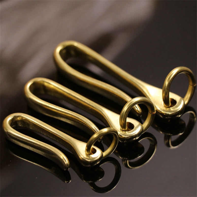 New Rentro Solid Brass KeyChain Key Ring Belt U Hook Wallet Chain Fish Hook