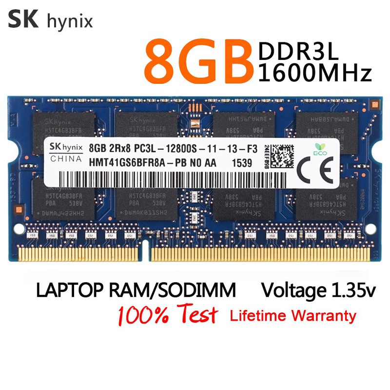 SK Hynix 8GB 2RX8 DDR3L 1600MHz PC3L-12800S SODIMM Laptop Notebook Memory RAM