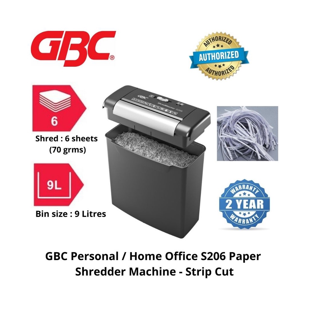 Mesin Pemotong Kertas GBC Personal S206 Paper Shredder (Strip Cut