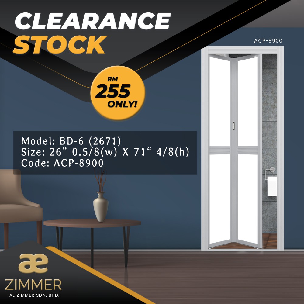 Buy Ae Zimmer Clear Stock V5 I Bi Fold Door Fix Size Toilet Door Bifold Bi Fold Pintu Tandas Pintu Lipat Seetracker Malaysia