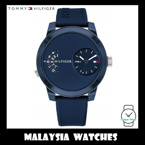 tommy hilfiger men's blue silicone strap watch