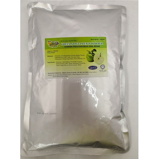 Green Apple Ice Blended Premix Powder/ Bubble Tea Premix Powder (No Sugar) (Halal Malaysia)