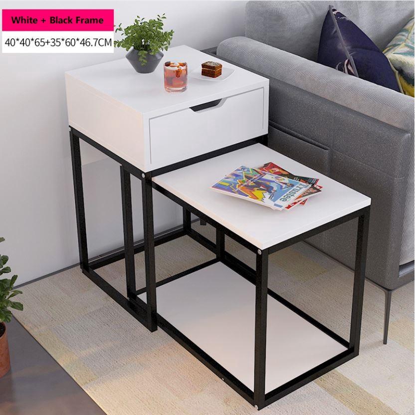 Expandable Designer Nesting Side Table With Drawer Set A B White Shopee Malaysia