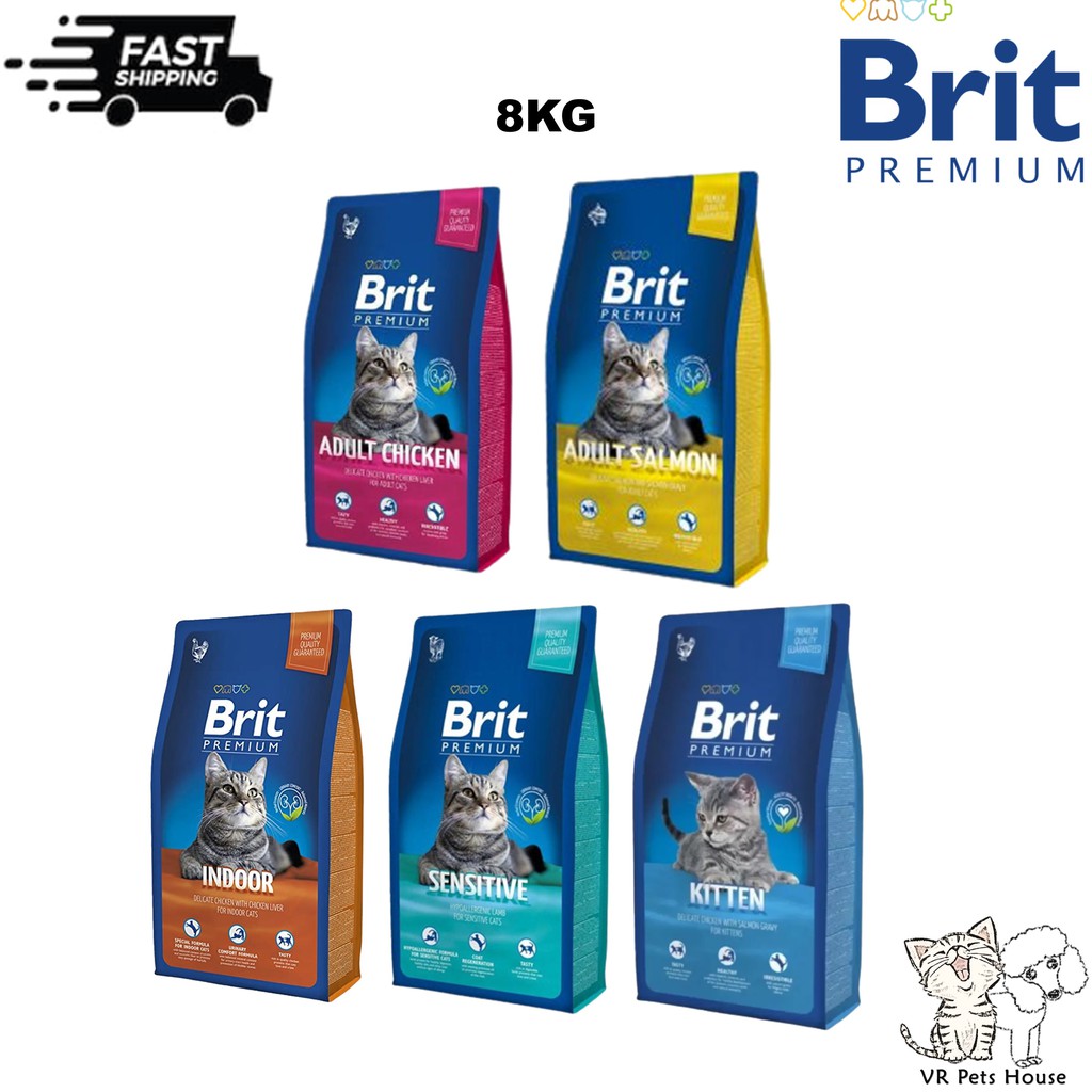 BRIT PREMIUM CAT FOOD KITTEN,SENSITIVE,ADULT CHICKEN,ADULT SALMON 8KG