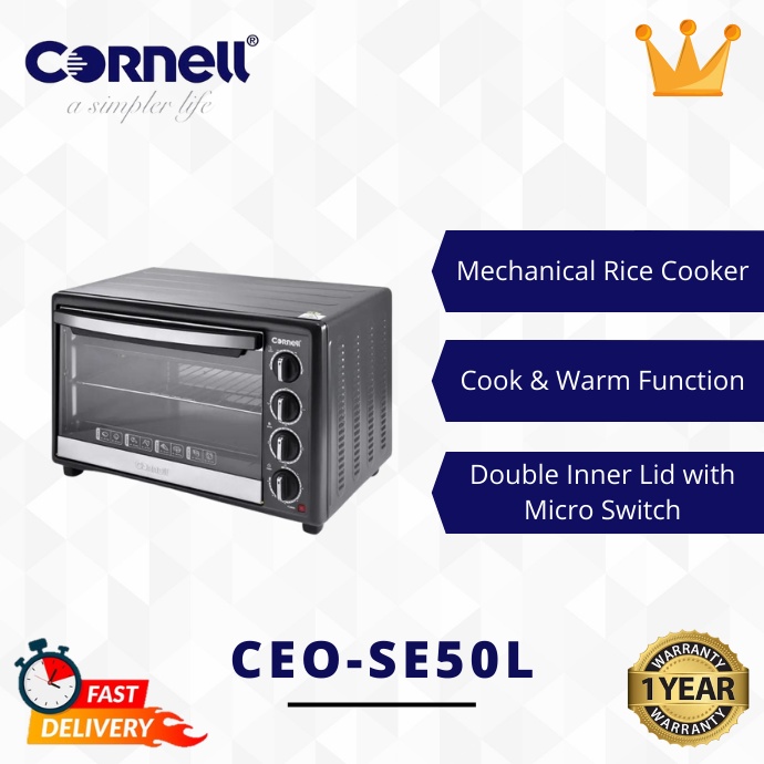 Cornell 50l Electric Oven With Inner Light Rotisserie And Convection Function Ceo Se50l Shopee 2112