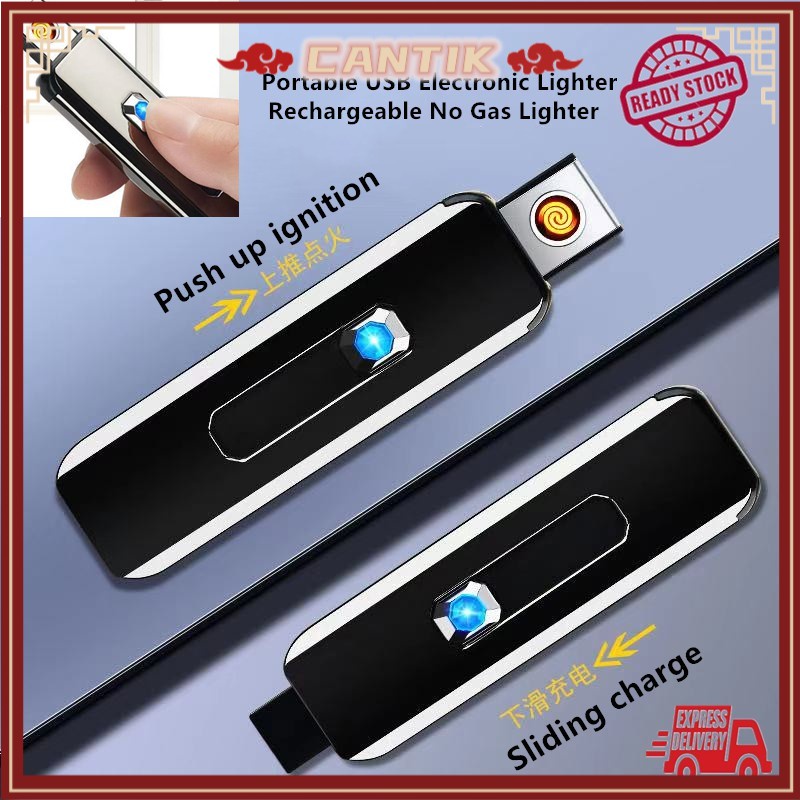 READY STOCK Portable USB Electronic Flameless Cigarette Lighter Rechargeable No Gas Lighter