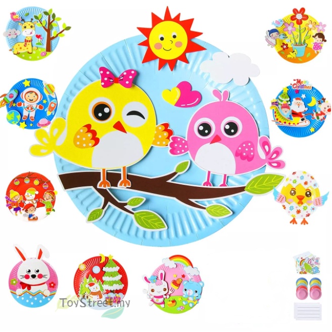 MY STOCK Handmade Craft Paper Kit DIY Cute Cartoon Paper Plate Art Kit
