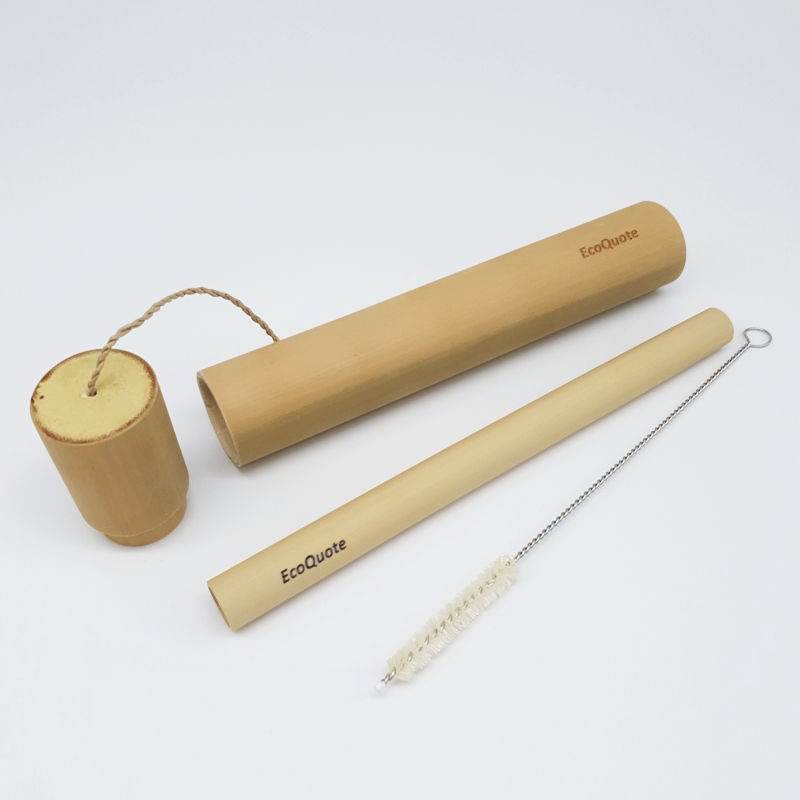 Bamboo Big Straw Set With Sisal Straw Brush With Bamboo Case Handmade Reusable & Eco-Friendly