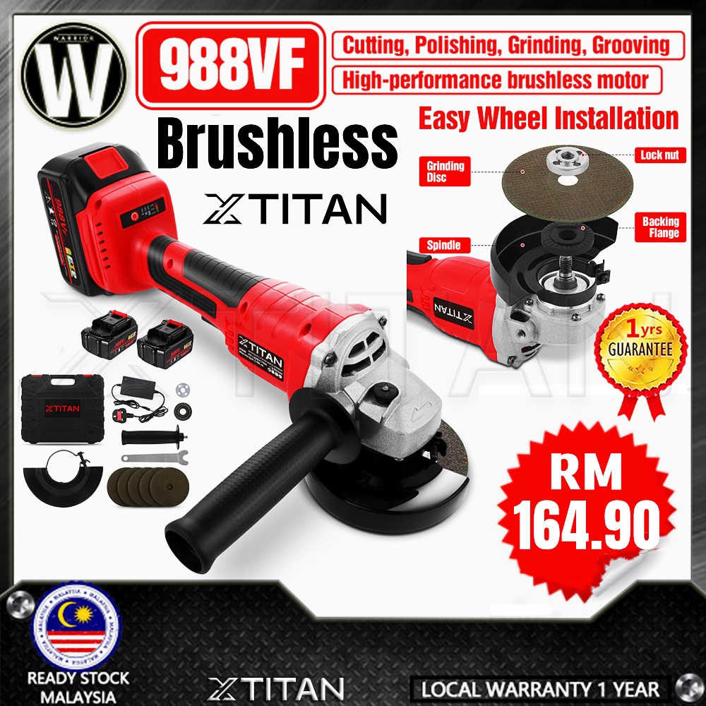 XTITAN 988VF 10000rmp Cordless Grinder Brushless 5*Saw Blade Electric Angle Grinder Cordless