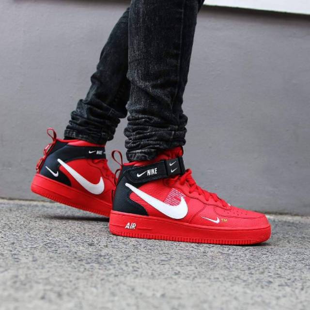 nike air force 1 mid lv8 red and black