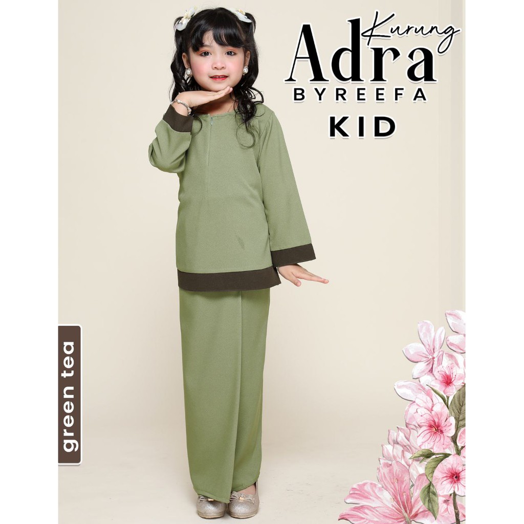  Baju  Kurung Kedah Kanak kanak ADRA Warna  Green  Tea  Size 