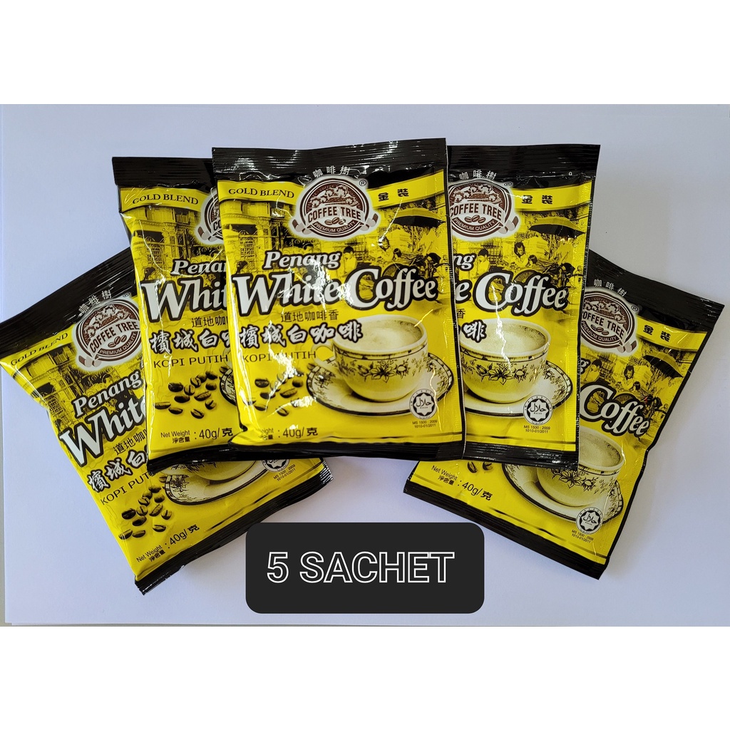 Coffee Tree Penang White Coffee 3 In 1 - 5 SACHET x 40g - EXPIRY DATE : Feb 2028