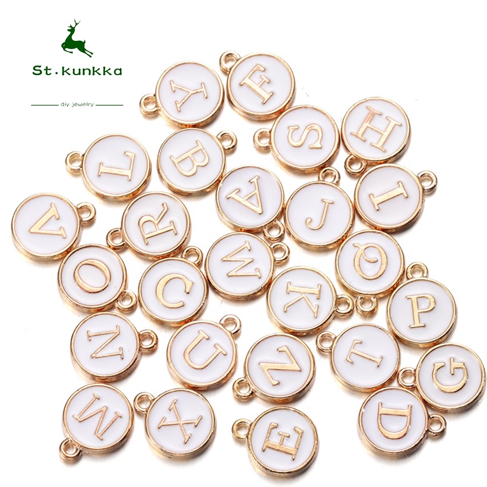 5 Pieces/Batch 12mm White English letters Pendant Dripping oil pendant Necklace Bracelet DIY Jewelry Making