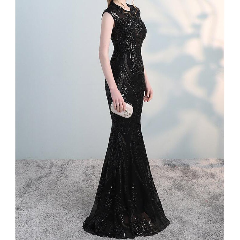 formal black sequin dress