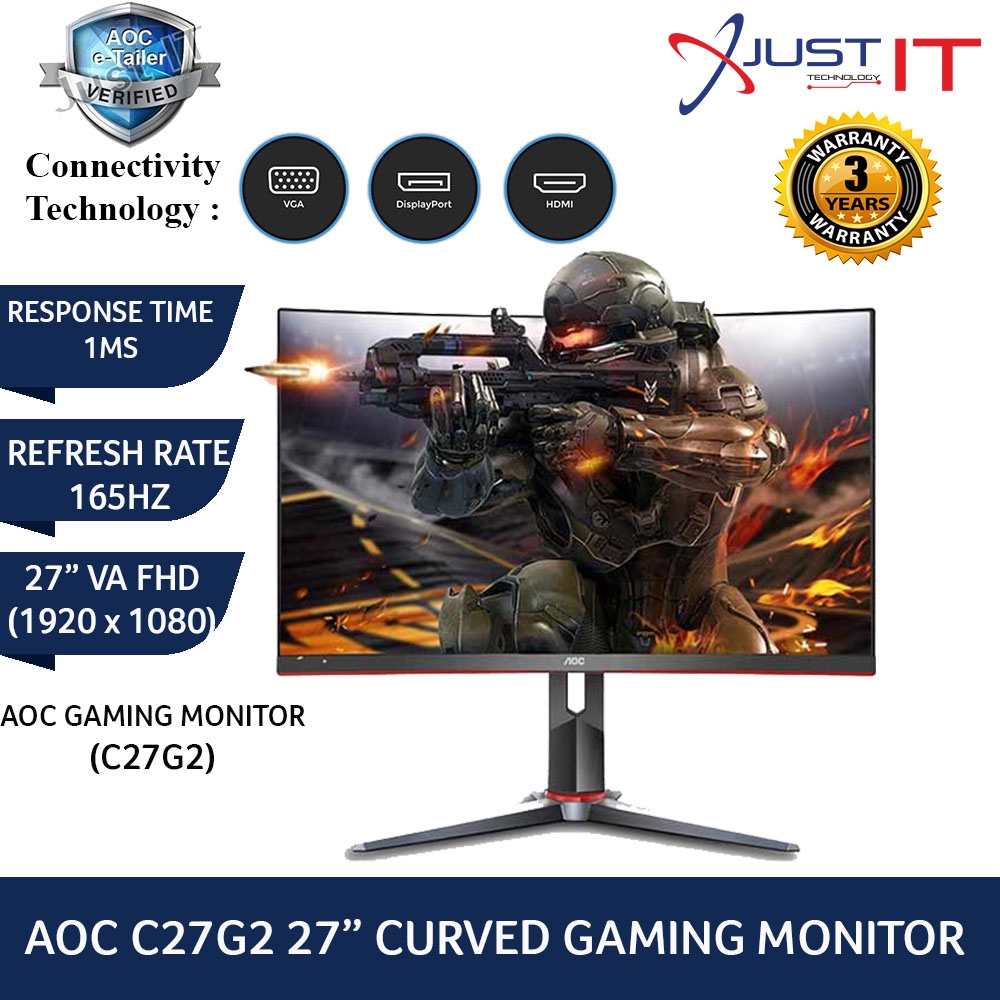 Aoc C27g2 165hz C27g1 27 144hz 1ms Curve Fhd Adaptive Sync Gaming Monitor Shopee Malaysia