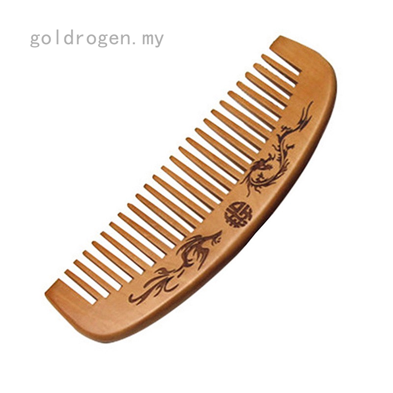 Goldrogen Peach Wood Comb Close Teeth Anti Static Head Massage