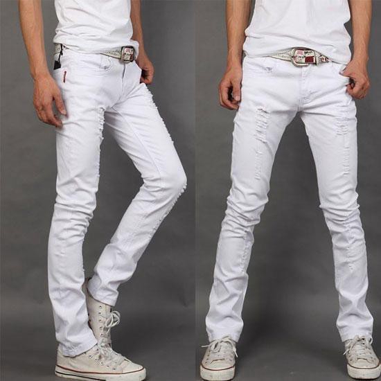 mens white skinny jeans