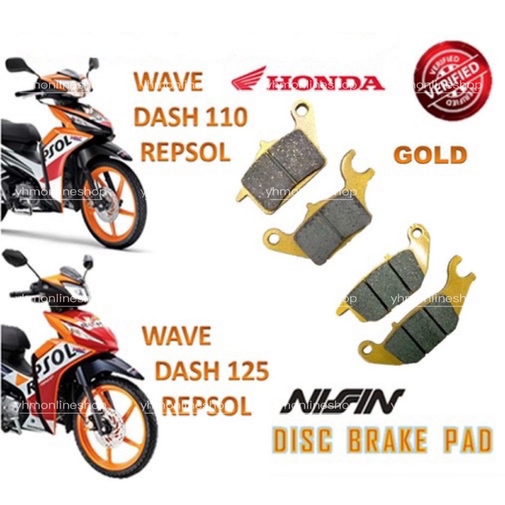 Honda Disc Brake Pads Wave Dash 110 125 Gold Nissin  Shopee Malaysia