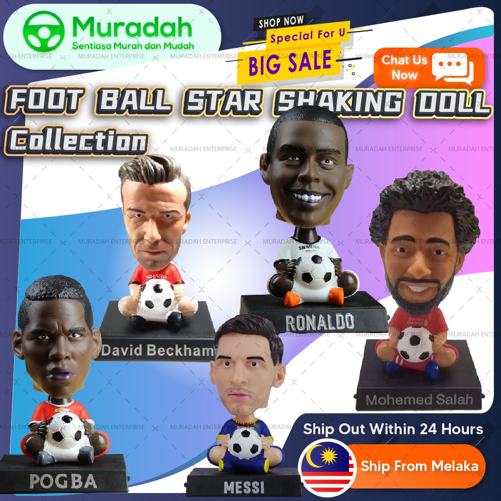 ReadyStock[Football Car Shaking doll decoration doll figure collection david beckham ronaldo pogba messi Mohamed Salah