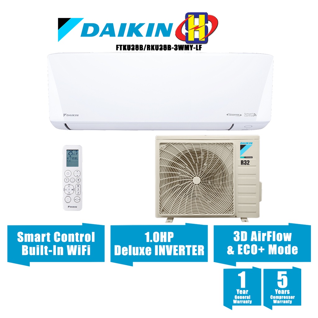 Daikin Air Conditioner 1 0hp Deluxe Inverter Ftku Series R32 Air Cond