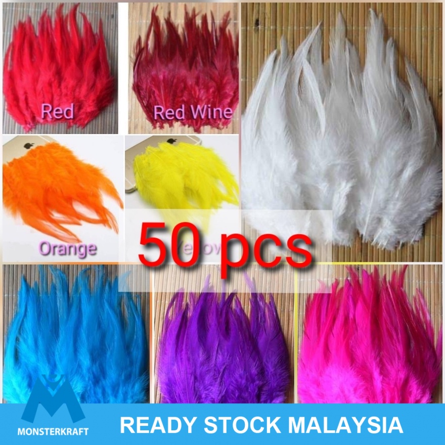 50pcs Feather (Bulu) 6-12cm Rooster Tail Feathers for dreamcatcher Craft