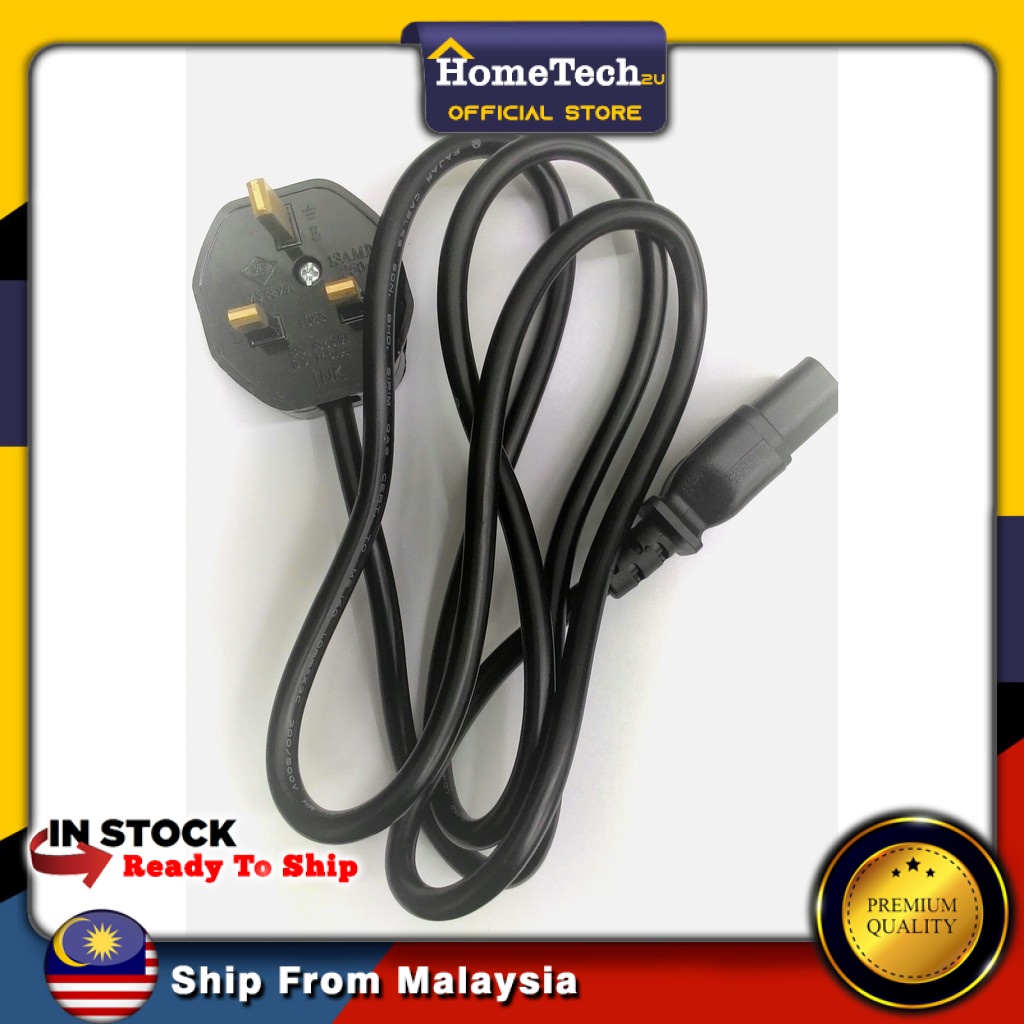 【Ready Stock Msia】3 Pin AC Power Cord Cable For PC Rice Cooker Laptop LCD Kettle