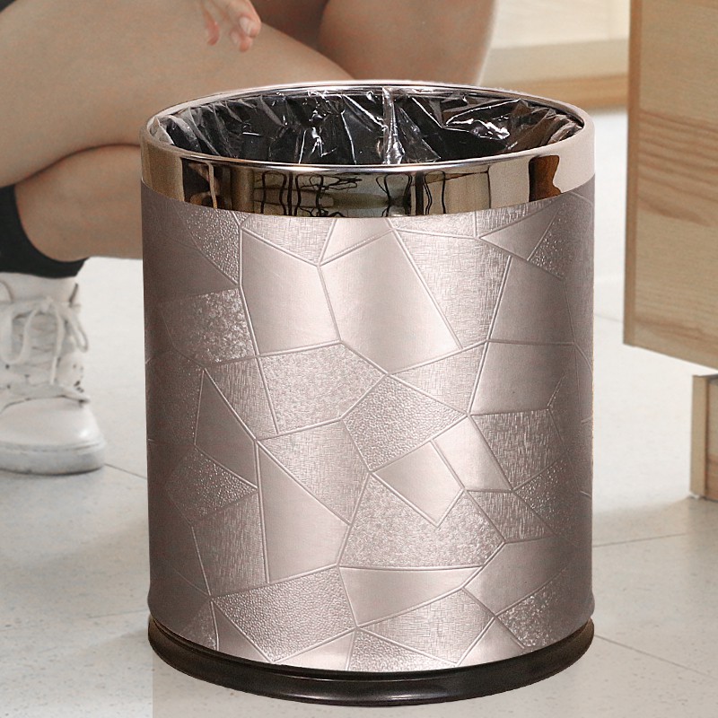 Trash Can Living Room Trash Can Nordic Ins Home Simple Modern Creative Large Metal Kitchen Bedroom Office Without Cover