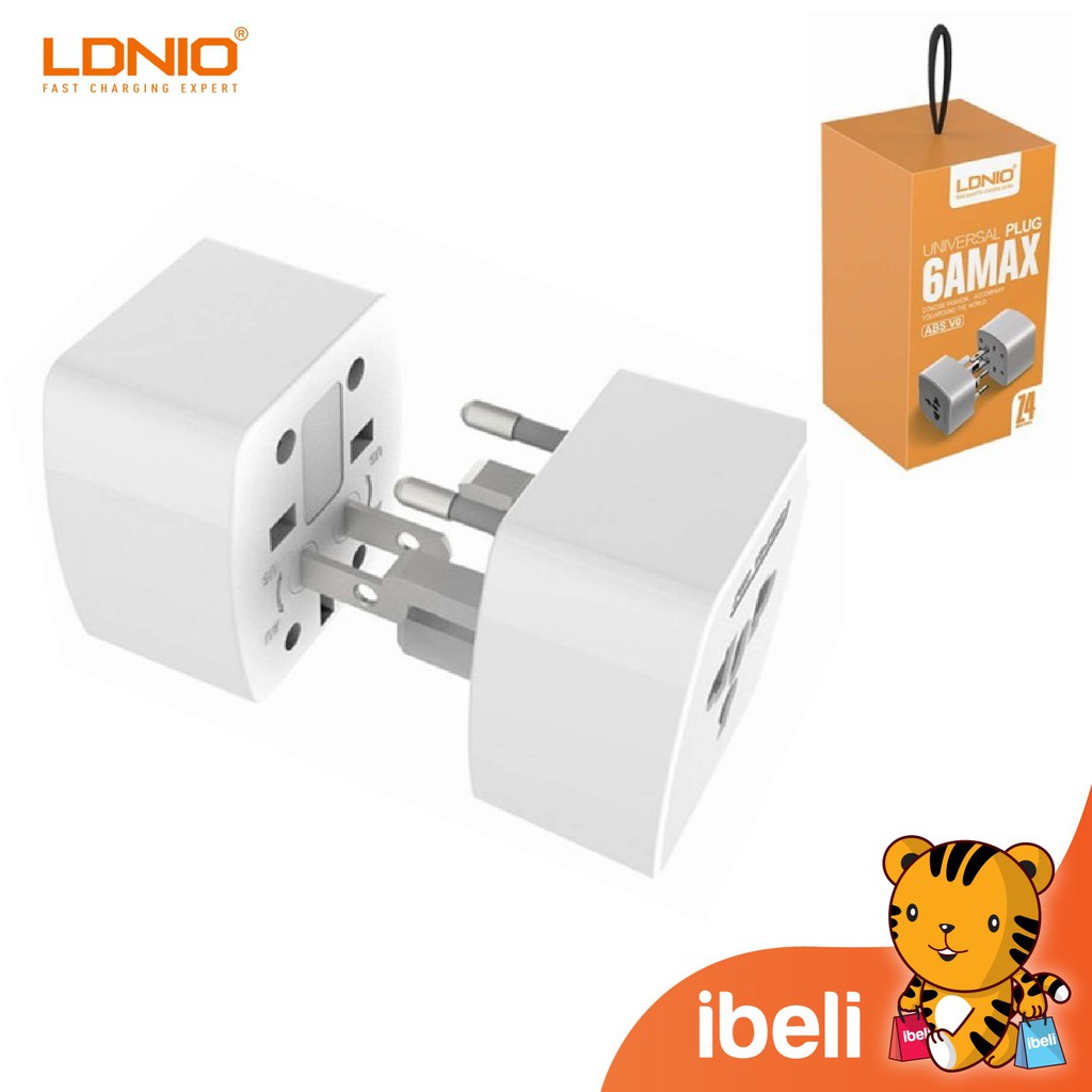 Kabel Pengecasan LDNIO Z4 6A Universal Plug Adapter with UK/EU/US/AU