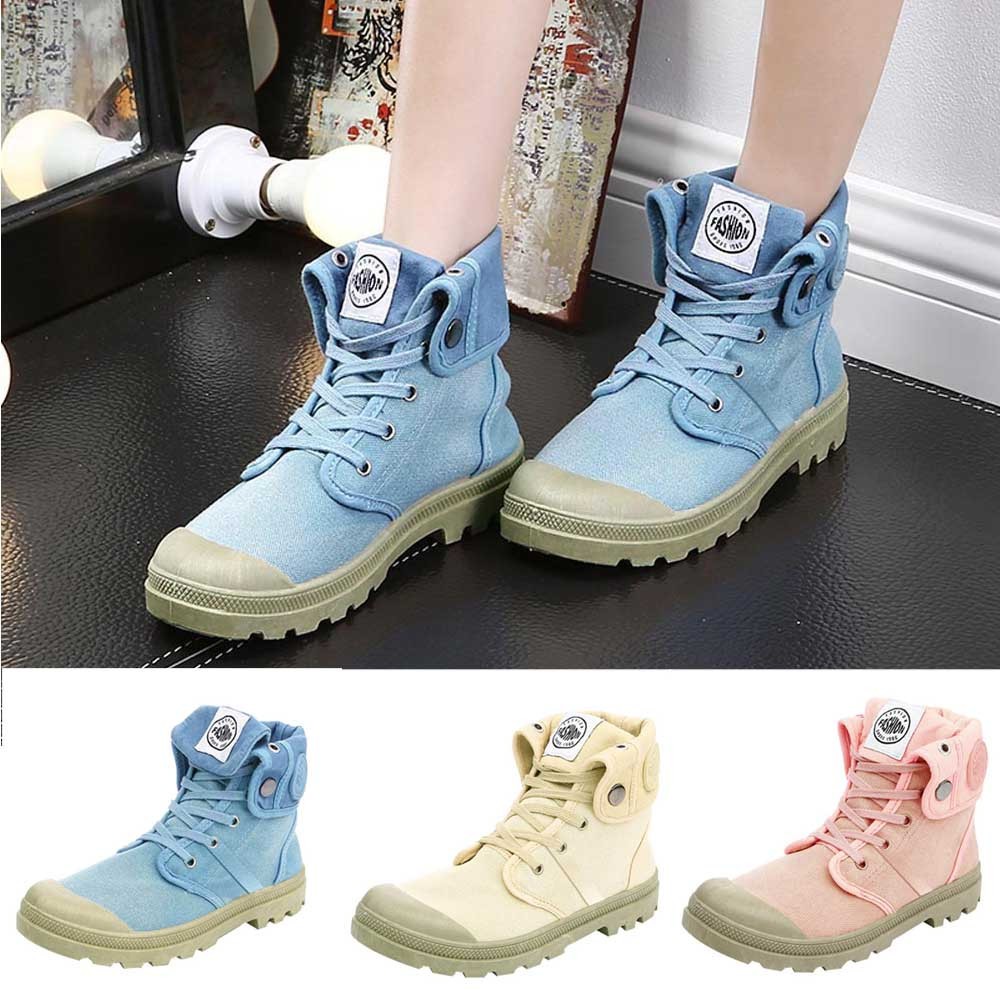 Womens Boots Palladium Style Fashion High-top Military Ankle Shoes Casual Shoes 