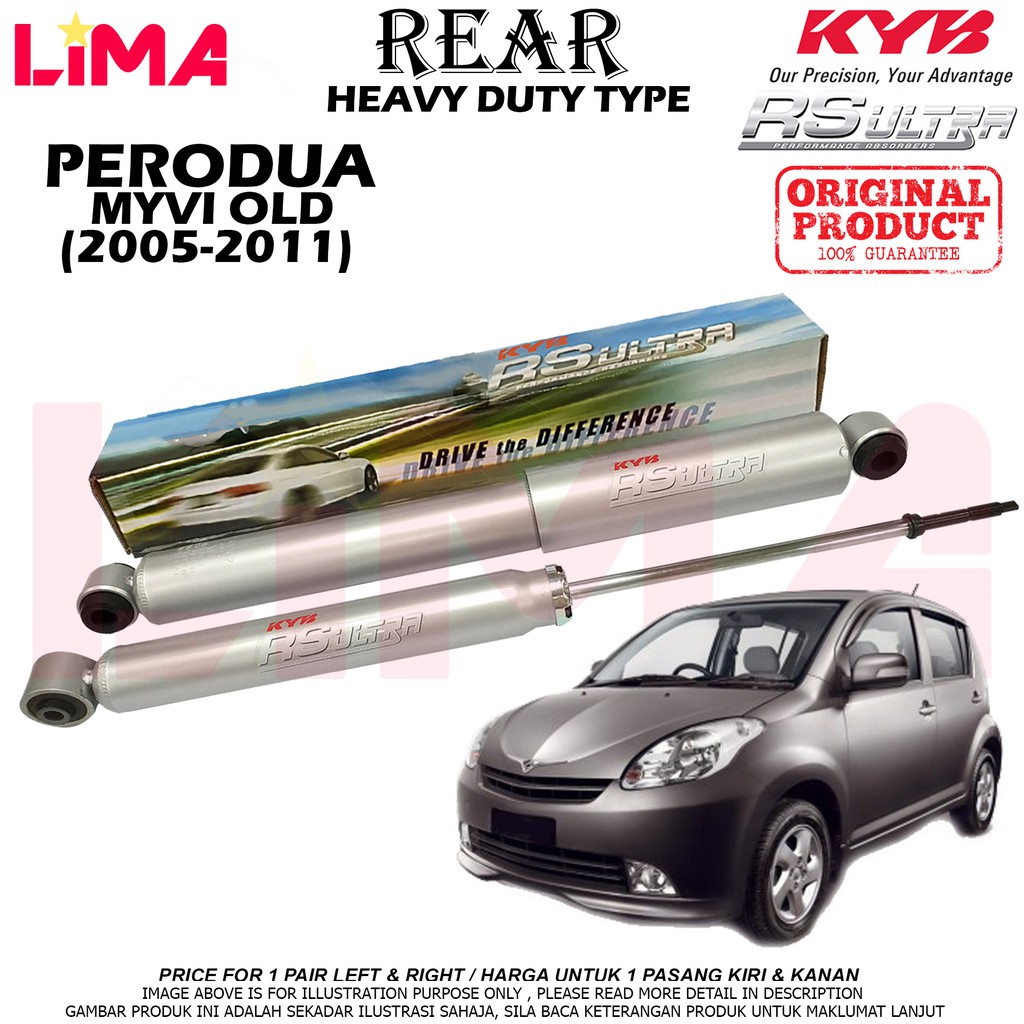 Perodua Myvi Rear Shock Absorber Rs Ultra 1set Heavy Duty Kayaba Kyb Original 2005 2011 Shopee Malaysia