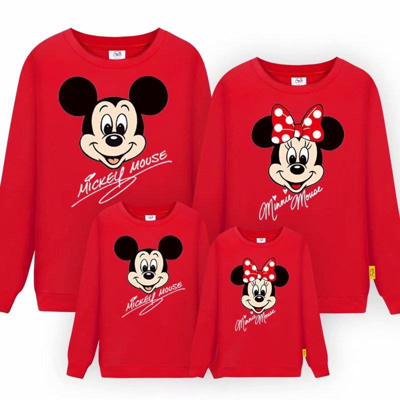 Family Family Matching Micky Minnie Mouse Tops Couple Long Sleeve Pullovers Sweatshirt Tops Shopee Malaysia